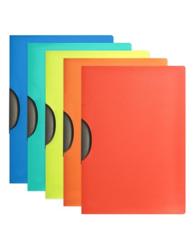 Classeur Oxford Clip Urban A4 en plastique rigide translucide avec clip - Capacité de 30 feuilles - Solide et durable - Couleurs