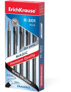 Stylo gel effaçable magique Erichkrause R-301 - Encre gel - Pointe 0,5 mm - Trait 0,4 mm - Corps semi-transparent avec effet bri