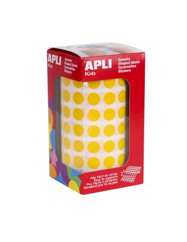 Rouleau d'autocollants ronds permanents Apli - 5 192 autocollants - Faciles à séparer - Adhésif à base d'eau - Matériaux recycla