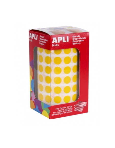 Rouleau d'autocollants ronds permanents Apli - 5 192 autocollants - Faciles à séparer - Adhésif à base d'eau - Matériaux recycla