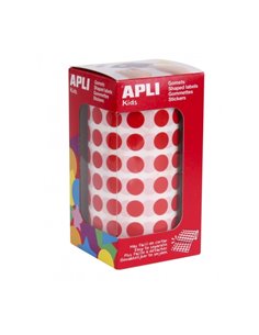 Rouleau d'autocollants ronds adhésifs permanents Apli - 5 192 autocollants - Adhésif à base d'eau - Couleur rouge