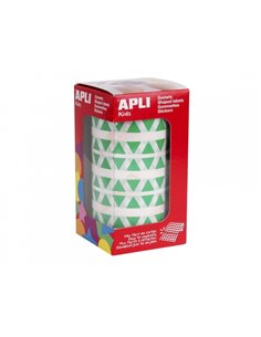 Rouleau de 6 136 autocollants triangulaires Apli - Adhésif permanent - Facile à séparer - Adhésif à base d'eau - Couleur verte
