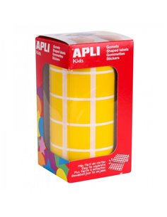 Rouleau d'autocollants carrés Apli - Adhésif permanent - 1 770 autocollants - Développe les compétences - Adhésif à base d'eau -