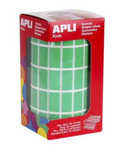 Autocollants rectangulaires verts Apli - 20 x 10 mm - 59 feuilles prédécoupées - 3 540 autocollants par rouleau - Idéal pour les