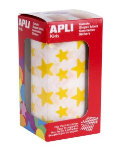 Autocollants étoiles jaunes Apli - 12,5 mm et 19,5 mm - Adhésif permanent - 2 360 autocollants par rouleau - Idéal pour développ