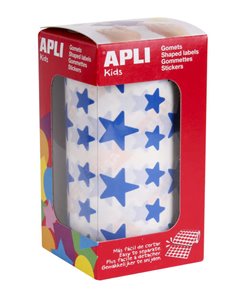 Apli Gomets Blue Star - 12,5 mm et 19,5 mm - Adhésif permanent - 59 feuilles prédécoupées - 2 360 Gomets par rouleau