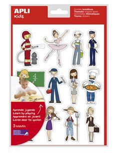 Sachet d'autocollants thématiques sur les métiers - 36 autocollants sur 3 planches - Illustrations pédagogiques - Adhésif amovib