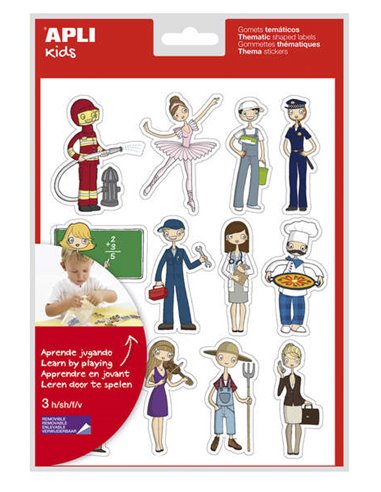 Sachet d'autocollants thématiques sur les métiers - 36 autocollants sur 3 planches - Illustrations pédagogiques - Adhésif amovib