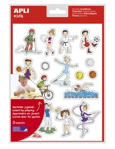 Sachet d'autocollants Apli Sports - 51 autocollants sur 3 feuilles - Illustrations amusantes pour développer la motricité - Adhé