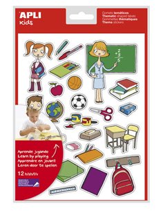 École thématique Apli Gomets - 312 unités - Adhésif amovible - Illustrations pédagogiques - Format idéal pour les écoles - Confo