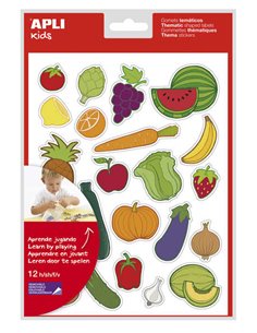 Sachet d'autocollants Apli sur le thème des fruits et légumes - 276 autocollants - Adhésif amovible - Développé avec des enseign