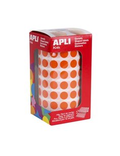 Rouleau de 5192 autocollants ronds orange Apli - Ø 10,5 mm - 59 feuilles prédécoupées - Adhésif à base d'eau - Conforme aux norm