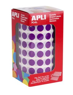 Autocollants ronds Apli Lilas Ø 10,5 mm - 59 feuilles prédécoupées - 5 192 autocollants par rouleau - Idéal pour les écoles et l