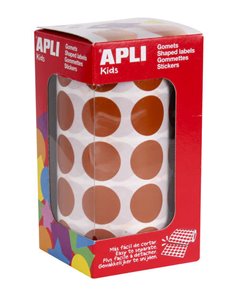 Autocollants ronds marron Apli Ø 20 mm - 59 feuilles prédécoupées - 1 770 autocollants par rouleau - Adhésif à base d'eau - Norm