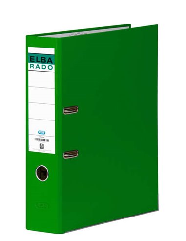 Classeur Elba Chic A4 - Dos 80 mm - Avec levier et radar - Revêtement extérieur PVC - Vert