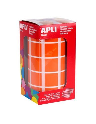 Rouleau d'autocollants carrés Apli - Adhésif permanent - 1 770 autocollants - Facile à séparer - Adhésif à base d'eau - Sans sol