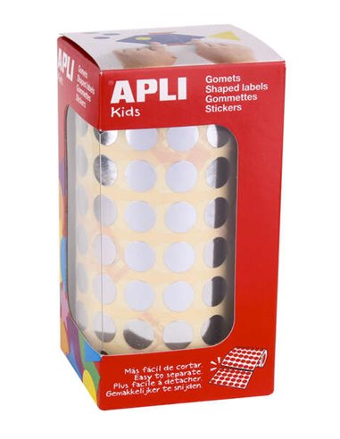 Autocollants ronds métallisés argentés Apli - Ø 10,5 mm - 5 192 unités par rouleau - Développe les compétences et les aptitudes 
