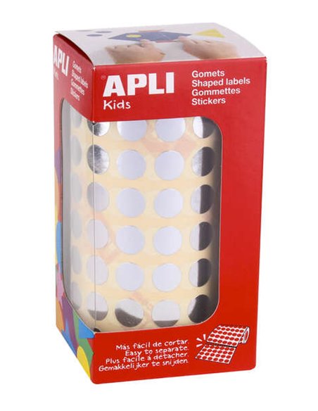 Autocollants ronds métallisés argentés Apli - Ø 10,5 mm - 5 192 unités par rouleau - Développe les compétences et les aptitudes 