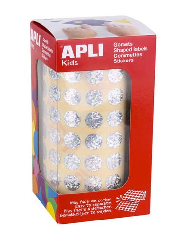 Autocollants ronds holographiques Apli - Ø 10,5 mm - Adhésif permanent - 5 192 autocollants par rouleau - Idéal pour développer 