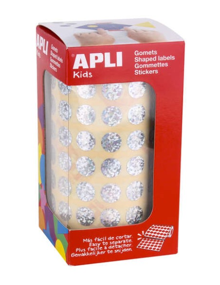 Autocollants ronds holographiques Apli - Ø 10,5 mm - Adhésif permanent - 5 192 autocollants par rouleau - Idéal pour développer 