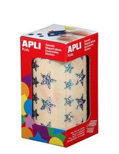 Autocollants étoiles holographiques Apli - 12,5 mm et 19,5 mm - Adhésif permanent - 59 feuilles prédécoupées - 2 360 autocollant