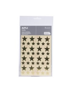 Sachet d'autocollants Apli en forme d'étoile - Adhésif permanent - Adhésif à base d'eau - Sans solvant - Couleur or