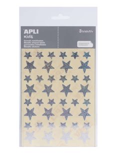 Sachet d'autocollants Apli Star - 12,5 mm x 19,5 mm - Holographique avec adhésif permanent - 3 feuilles et 120 autocollants - Co