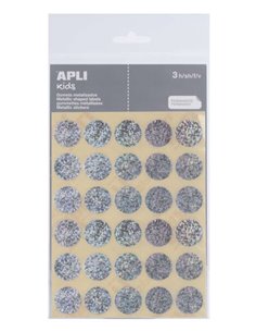 Pack de 90 autocollants ronds Apli Ø 20 mm - Adhésif permanent - Idéal pour les écoles maternelles et primaires - Couleur argent