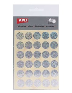 Autocollants ronds holographiques Apli Ø 20 mm - Adhésif permanent - 90 autocollants sur 3 feuilles - Développement des compéten