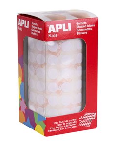 Autocollants ronds blancs Apli avec adhésif permanent - Ø 10,5 mm - 5 192 autocollants par rouleau - Idéal pour développer la mo