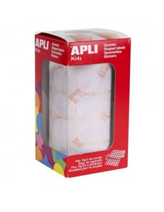 Rouleau de 1 770 autocollants ronds Apli Ø 20 mm - Adhésif permanent à base d'eau - Sans solvant - Blanc