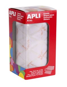 Autocollants triangulaires blancs Apli - 20 x 20 x 20 mm - Adhésif permanent - 2 832 autocollants par rouleau - Normes EN-71 et 