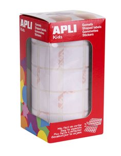 Autocollants carrés blancs Apli - 20 x 20 mm - 59 feuilles prédécoupées - 1 770 autocollants par rouleau - Idéal pour les activi