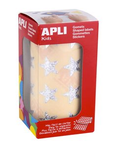 Autocollants étoiles holographiques Apli 19,5 mm - 1 416 unités par rouleau - Idéal pour les activités des enfants - Conforme au