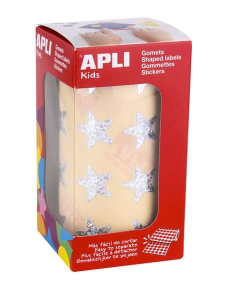 Autocollants étoiles holographiques Apli 19,5 mm - 1 416 unités par rouleau - Idéal pour les activités des enfants - Conforme au