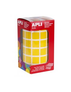 Rouleau d'autocollants carrés Apli - Adhésif permanent - 2 832 autocollants - Facile à séparer - Adhésif à base d'eau - Sans sol