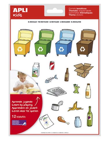 Pack de 276 autocollants Apli sur le thème du recyclage - Autocollants amovibles - Illustrations amusantes - Idéal pour les écol