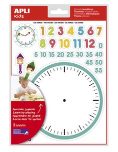 Autocollants thématiques pour les heures Apli - 90 autocollants sur 3 feuilles - Aide à l'apprentissage des heures et de la motr