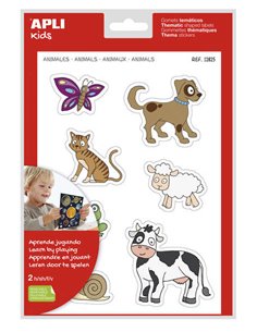 Autocollants thématiques animaux Apli xL - 28 autocollants sur 2 feuilles A4 - Développés avec des enseignants - Adhésif amovibl