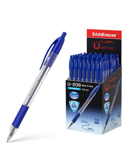 Stylo automatique Erichkrause U-209 Classic Matic&Grip - Technologie Ultra Glide - Encre bleue