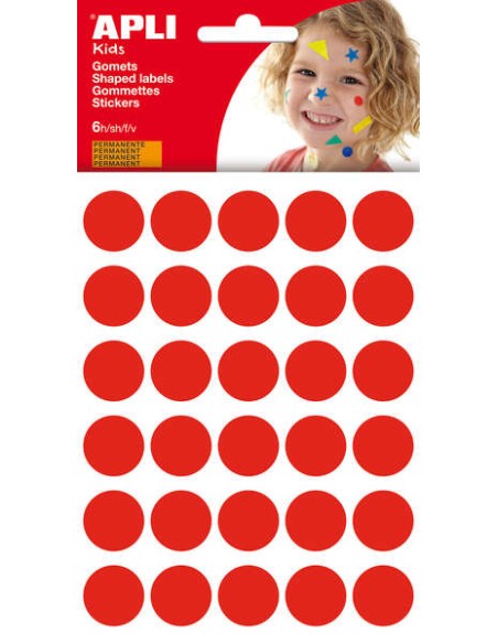 Sachet de 180 autocollants ronds Apli Ø 20 mm - Adhésif permanent - Développement des compétences et de la créativité - Idéal po