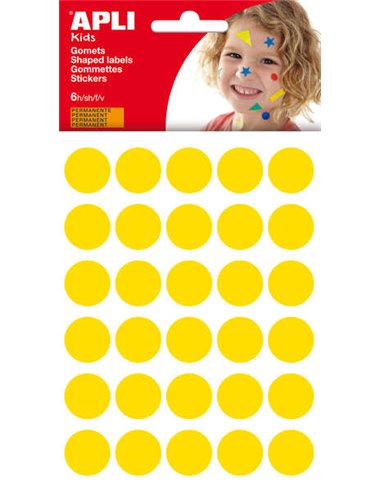 Sachet de 180 autocollants ronds Apli Ø 20 mm - Adhésif permanent - Développement des compétences et de la créativité - Idéal po