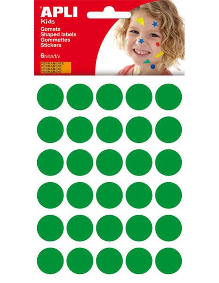 Sachet de 180 autocollants ronds Apli Ø 20 mm - Adhésif permanent - Développement des compétences et de la créativité - Idéal po