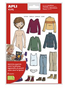 Sachet d'autocollants Apli Dress-Up Boy - 35 autocollants - Adhésif amovible - Développé en collaboration avec des enseignants -