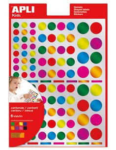 Pack de 624 autocollants ronds Apli - Adhésif amovible - Finition métallique - Idéal pour les écoles maternelles - Développement