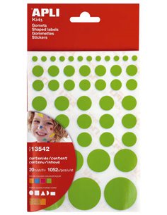 Adhésif permanent Apli Gomets - 1 052 autocollants par sachet - Développement des compétences créatives et psychomotrices - Conf