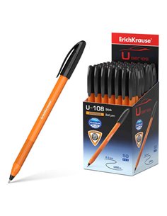 Stylo à bille classique orange Erichkrause U-108 - 0,7 mm - Course 0,26 mm - Capuchon ventilé - Corps orange mat - Technologie U