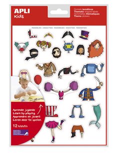 Autocollants thématiques Apli - 300 unités - Adhésif amovible - Illustrations amusantes - Idéal pour les écoles - Adhésif à base