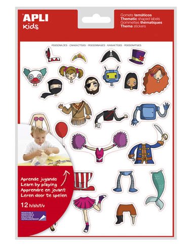 Autocollants thématiques Apli - 300 unités - Adhésif amovible - Illustrations amusantes - Idéal pour les écoles - Adhésif à base