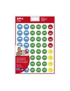 Apli Happy Face Sticker Bag II - Adhésif amovible - 144 autocollants - 4 styles de visage - Encourage l'expression émotionnelle 